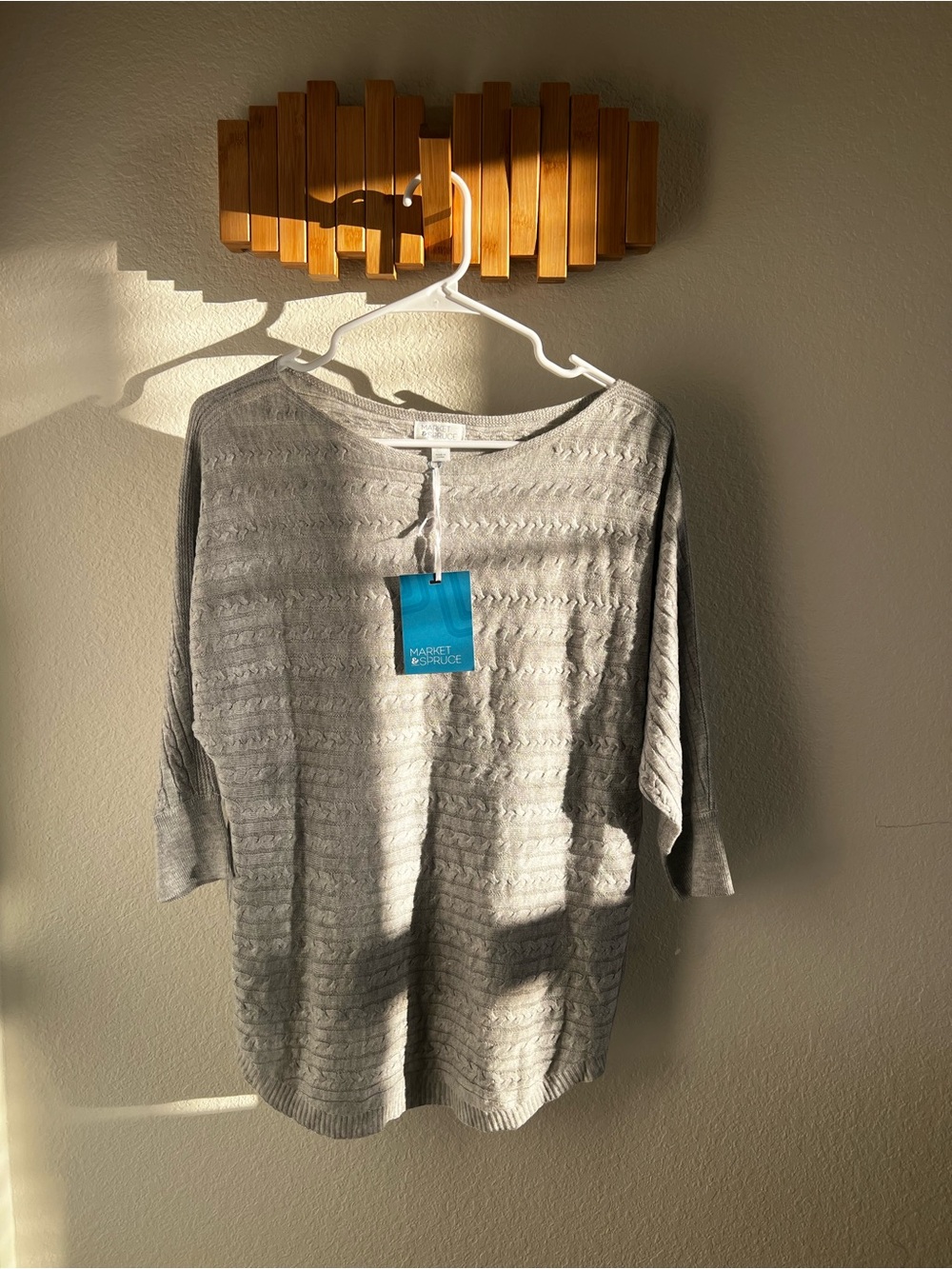 Market & Spruce Heathered Light Gray Knit Sweater